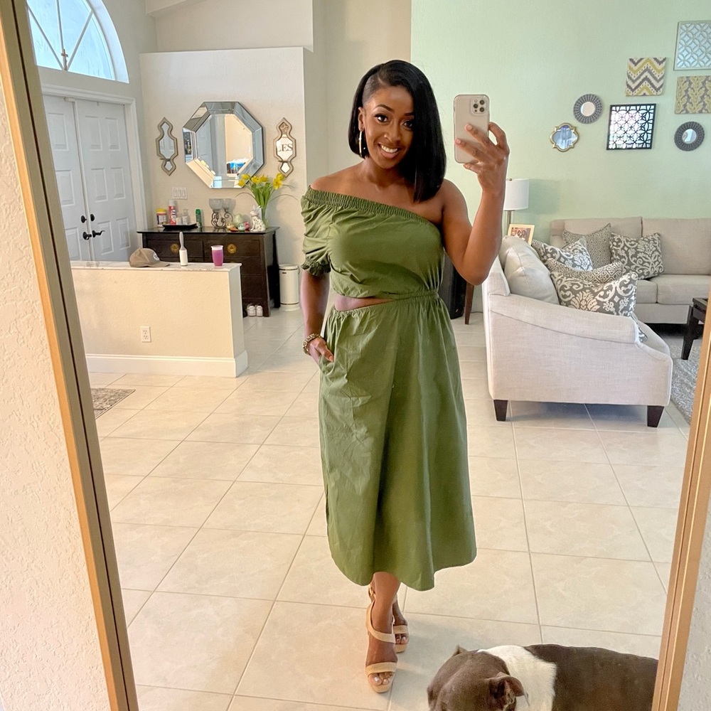 Who What Wear One Shoulder Green Dress